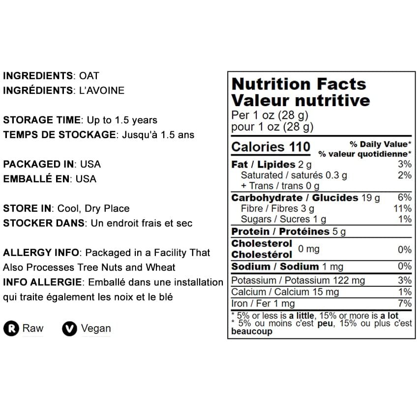 Miniatura 4 de Food to Live Granos de avena integrales bayas de avena a granel. Semillas kosher sin cáscara, ricas en proteínas, fibra soluble. Adecuado para