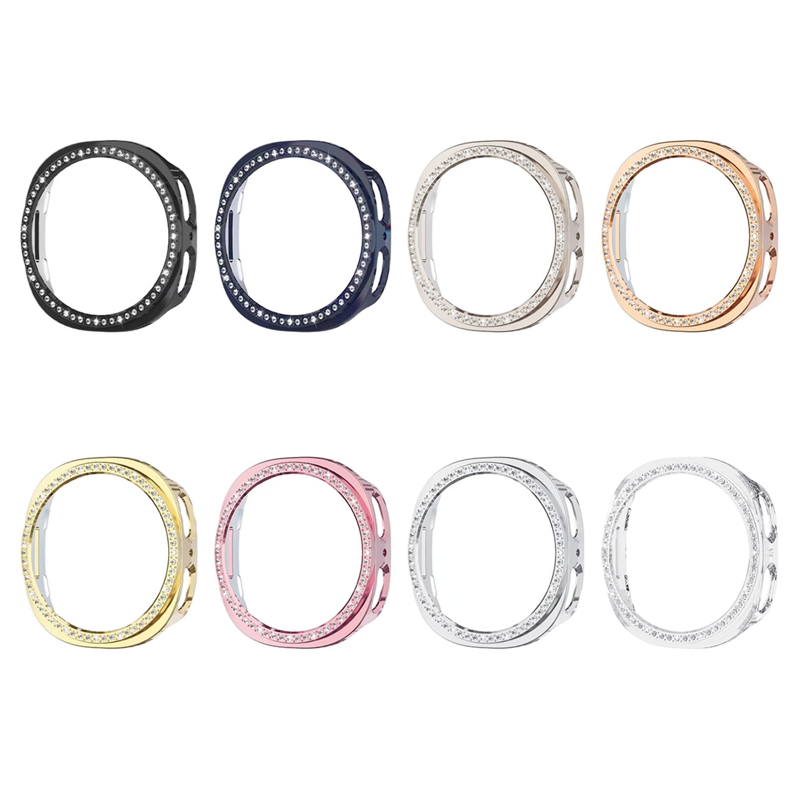 AISPORTS Etui kompatybilne z Samsung Galaxy Watch 8 40 mm, twarde etui z poliwęglanu (poliwęglan), odporne na wstrząsy, błyszczące, kryształowe, stras, oprawka, etui ochronne do Galaxy Watch 8, 40 mm