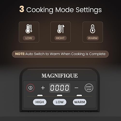 Miniatura 3 de Cacerola de 4 cuartos de galón programable con plato de cerámica para hornear, pequeño electrodoméstico de cocina perfecto para cenas familiares,