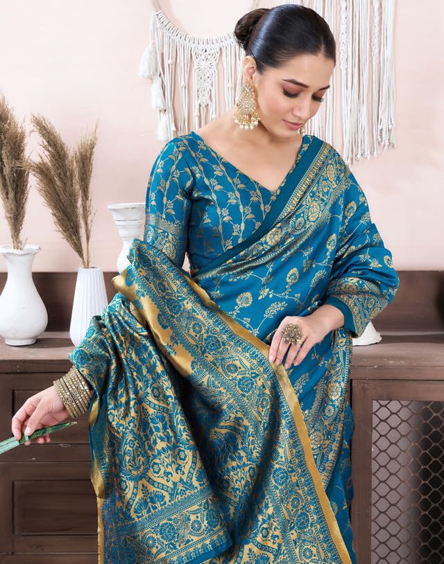 Image of SIRIL Women's Banarasi Silk Saree Pure Silk Saree With Unstitched Blouse Piece