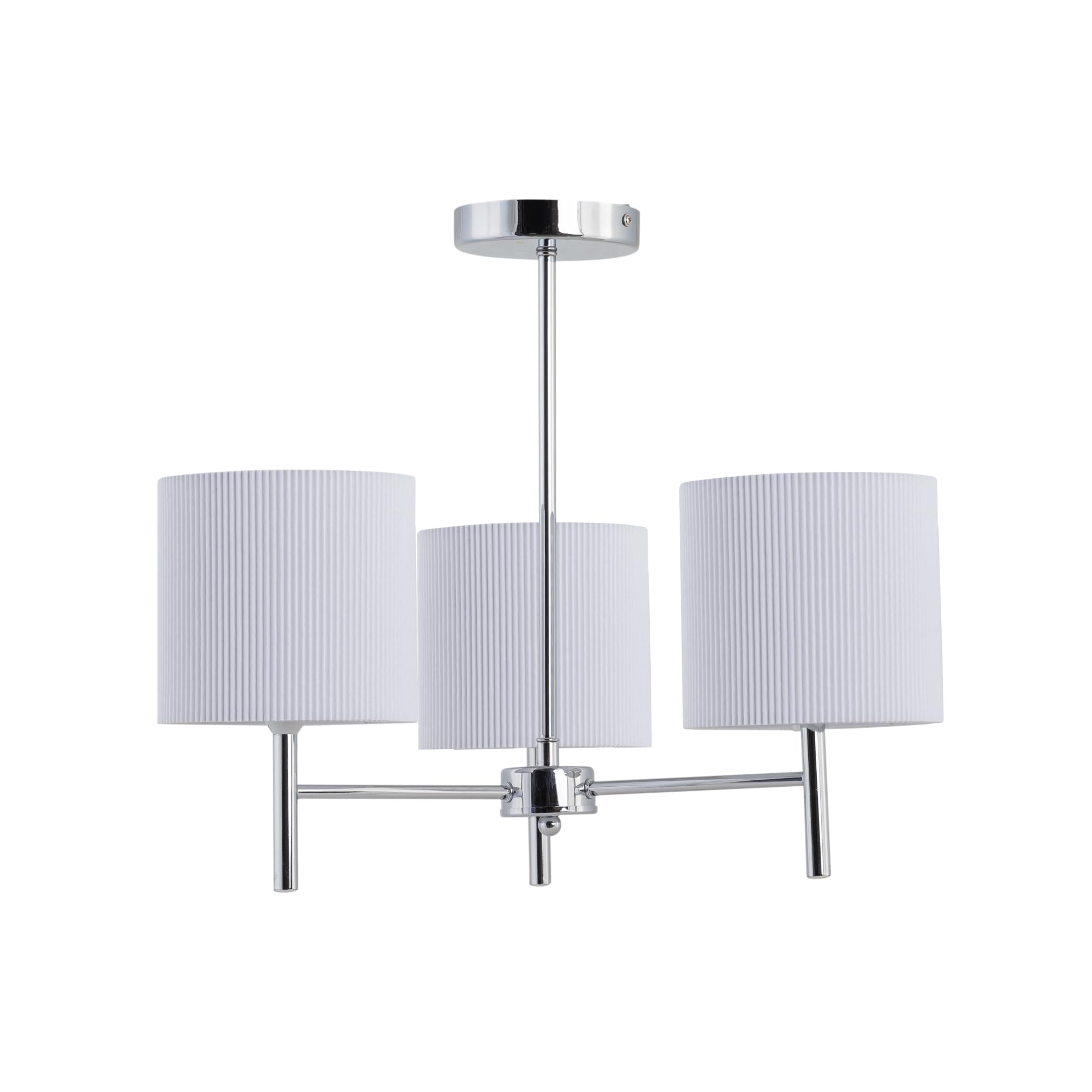 Firstchoicelighting Chrome & White Brea - Chrome 3 Light Fitting With White Pleated Shades