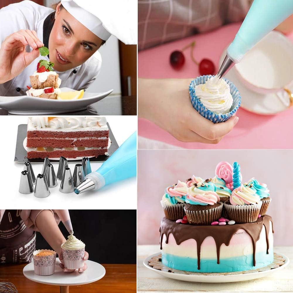 BKEKM Juego de Puntas para tuberías, boquillas para Pastel, Juego de confitería, Puntas para Manga pastelera, Galletas, Magdalenas, Herramienta de decoración de Pasteles, Juego de Tubos de Estrella