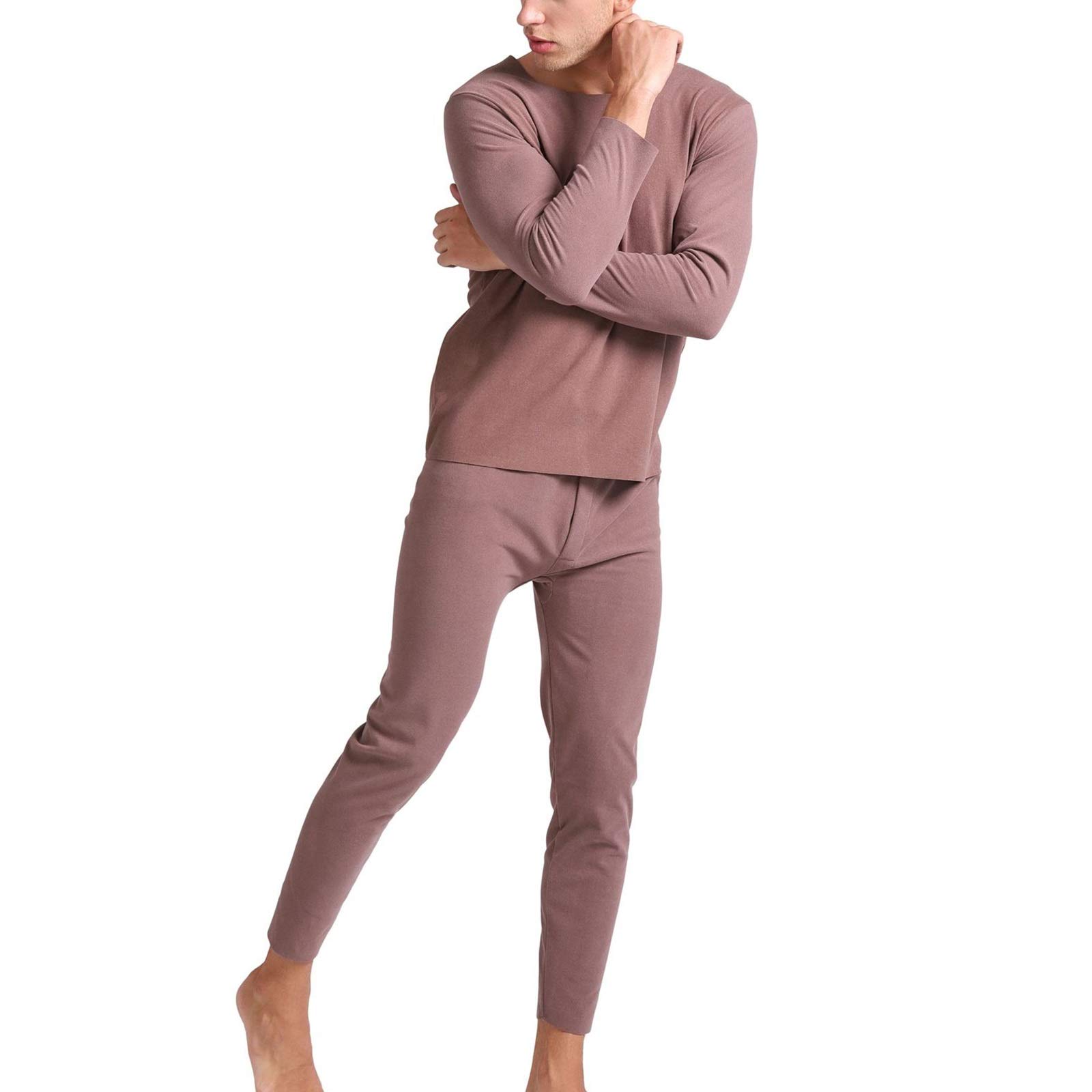 G&F Zestaw bielizny termoaktywnej dla mężczyzn, warstwa podstawowa, zestaw górny i dolny, długie majtki, szybkoschnące, oddychające, 3XL-8XL (kolor: kawowy, rozmiar: 4XL)