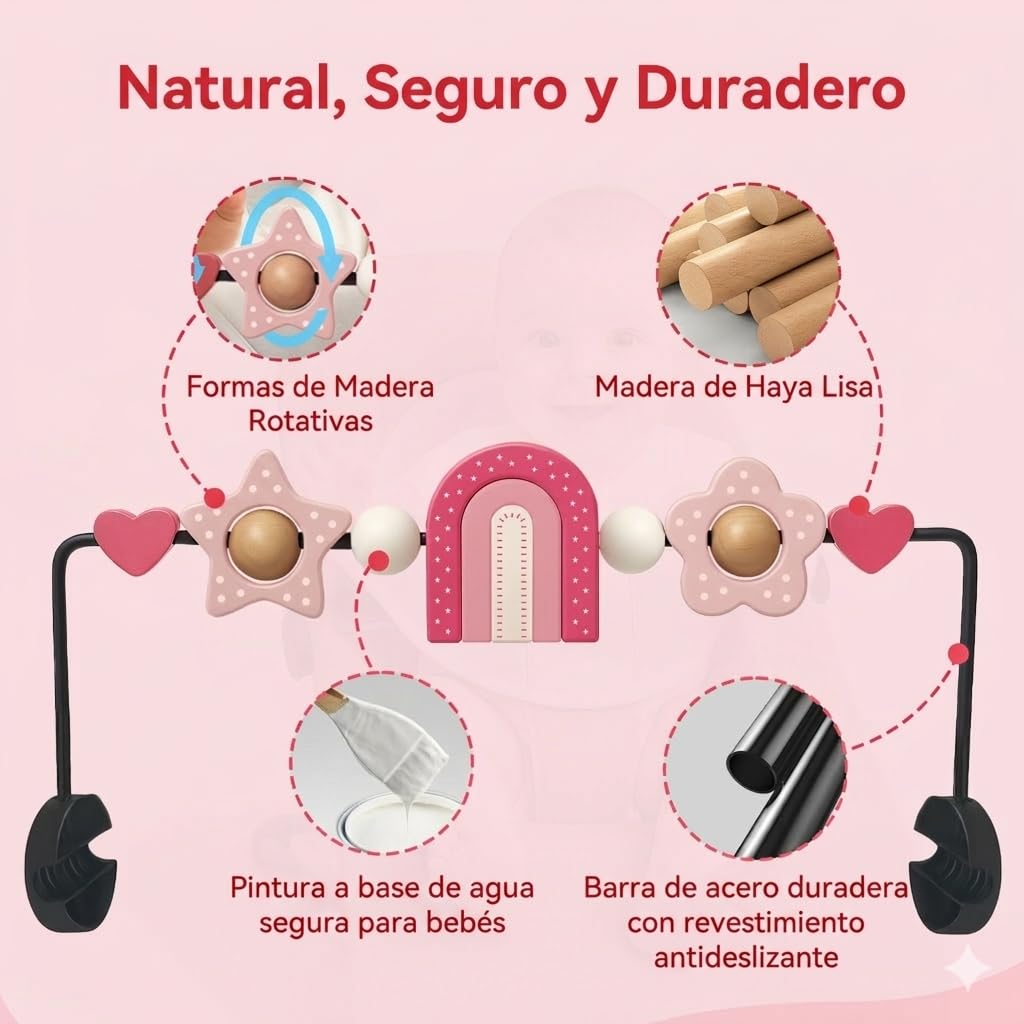 Baby Bouncer Toy Bar, Bouncer Toy Bar, fácil de fijar y quitar, materiales aptos para niños, ideal para bebés, juguetes para bebés en blanco y negro (arco iris)
