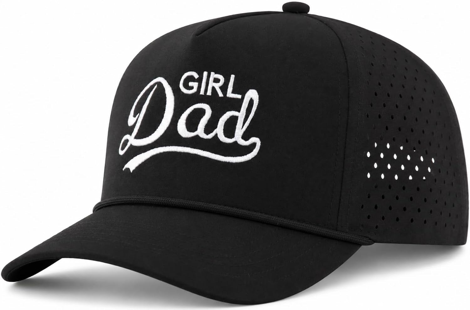 Laser Cut Girl Dad Golf Hat for Men, Breathable 5-Panel Trucker Style Baseball Cap, Snapback Outdoor Sports Dad Cap