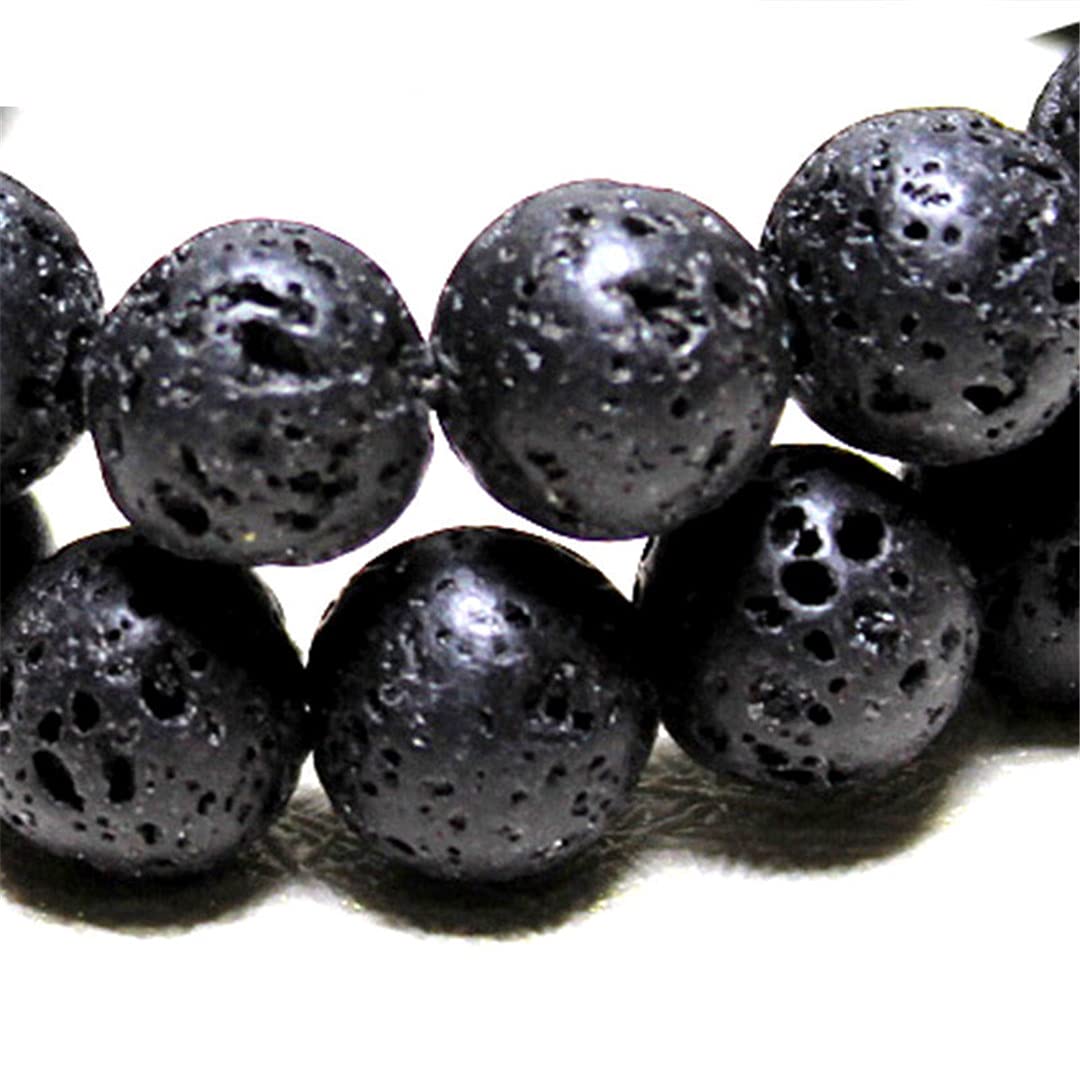 28 Stück Lavastein-Perlen 14 Mm Schwarz – Natürliche Vulkansteine Für ätherische Öle & Schmuck
