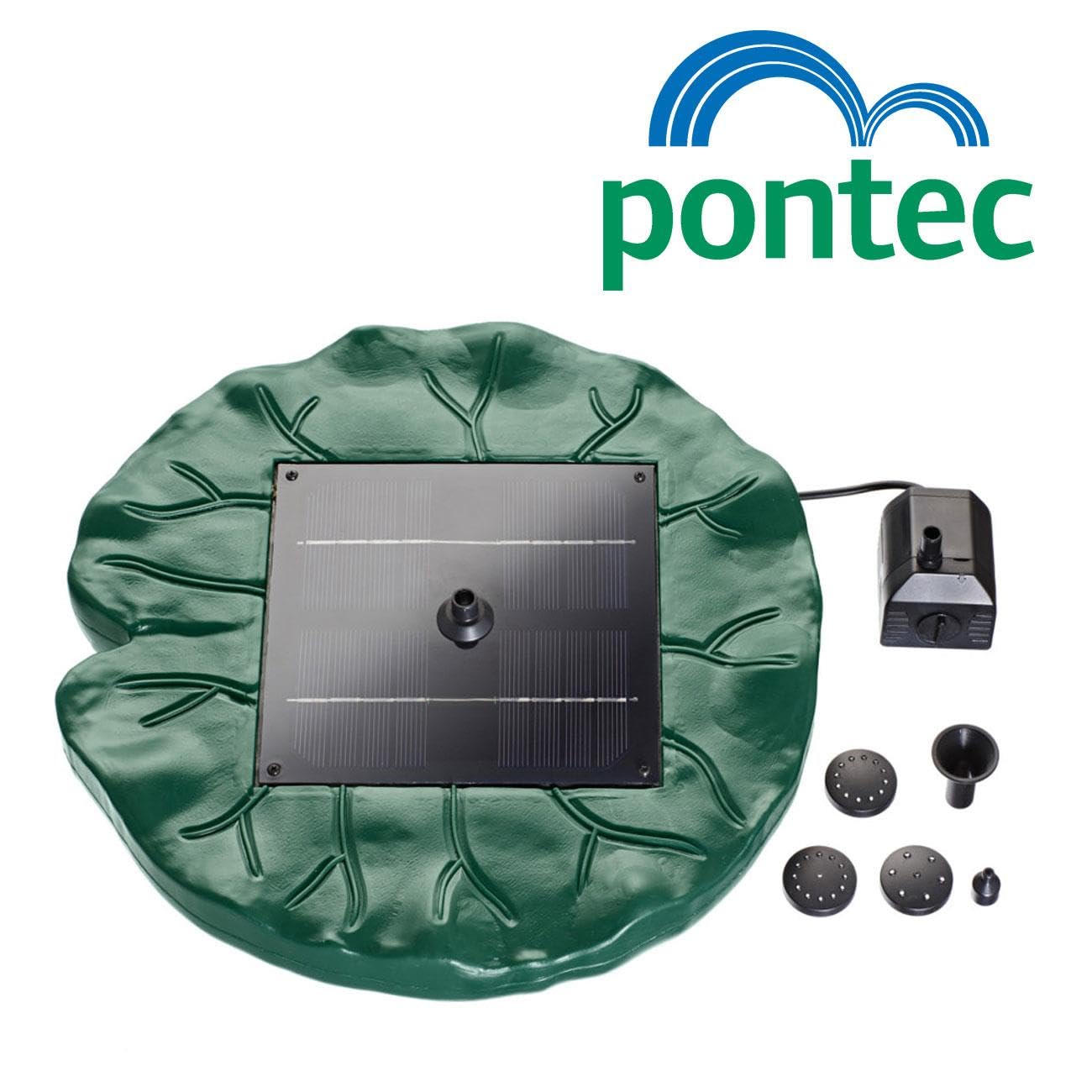Pontec PondoSolar Lily Island Solarwasserspielpumpe mit Akku, grün - Solarfontäne für Teich und Kleingarten