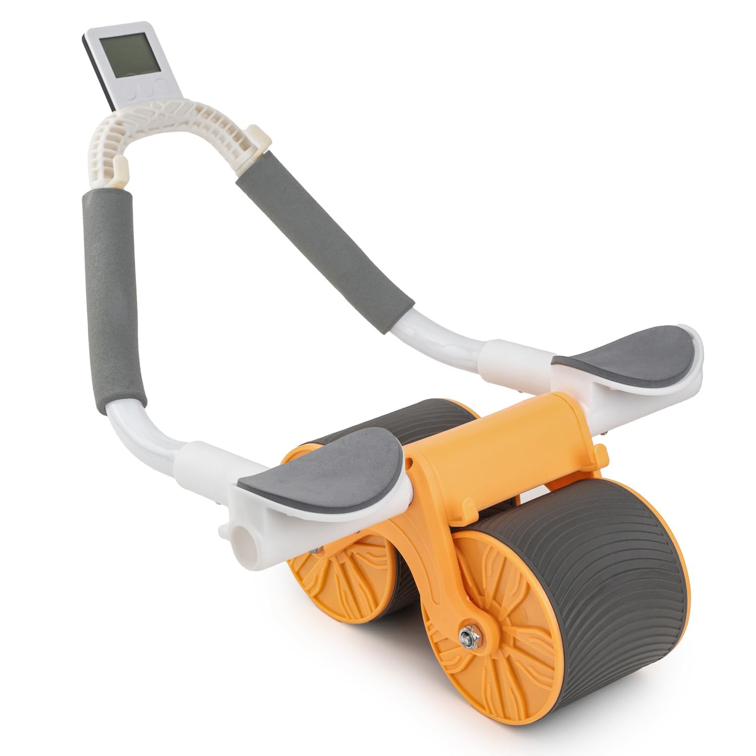 Ab Roller Wheel for Home Workout | Dual Wheel Ab Exerciser with Mobile Phone Stand & LCD Meter | Core Strength, Abs & Full Body Training Equipment (Abdominal Wheel) Orange-image-49
