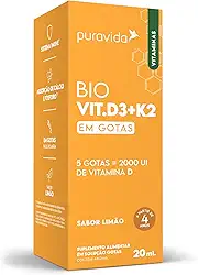Puravida Vitaminas Bio Vit. D3 + K2 2000UI Gotas Sabor Limão 20ml