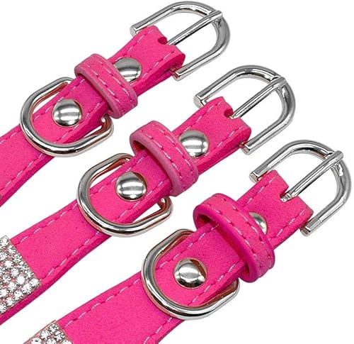 Miniatura 2 de Pimaodog Collar de perro con diamantes de imitación, bonito y deslumbrante cuero de ante suave y brillante ajustable para perros y gatos, collar de