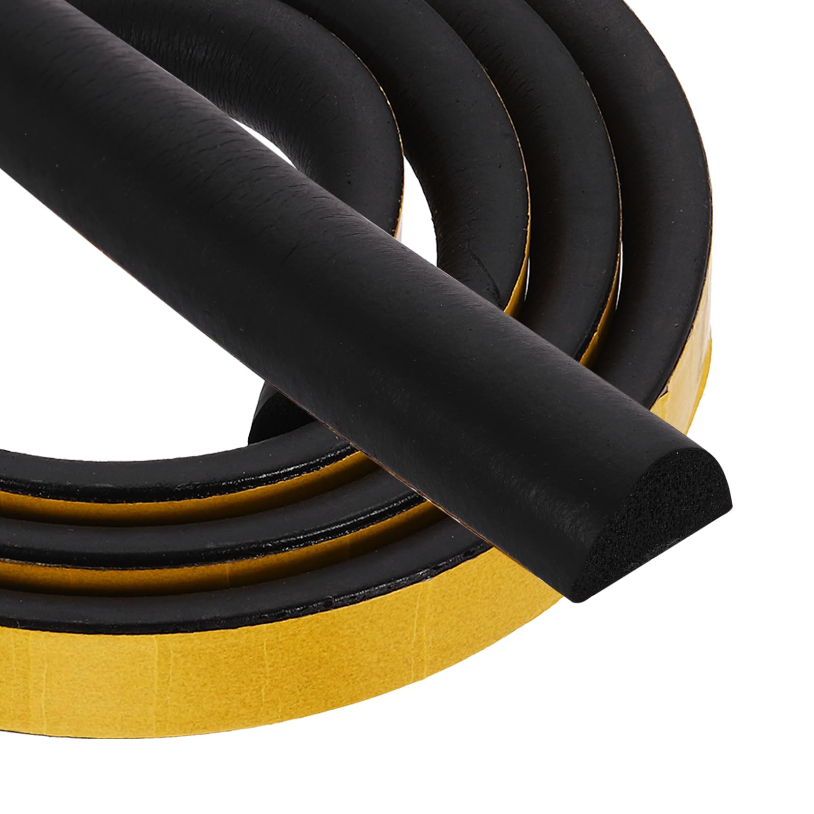 PATIKIL 2 Meters Solid Rubber Weather Stripping, 25mm W x 15mm H Self Adhesive D Shape EPDM Rubber Seal Strip Gasket for Door Frame Window Insulation RVs Furniture Cabinets, Black