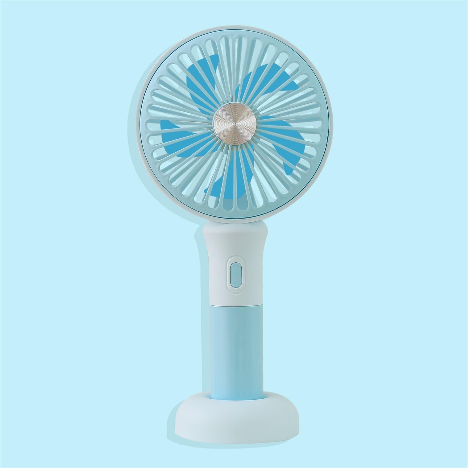 Mini ventilateur de bureau portable pour révisions d'étudiant en bleu