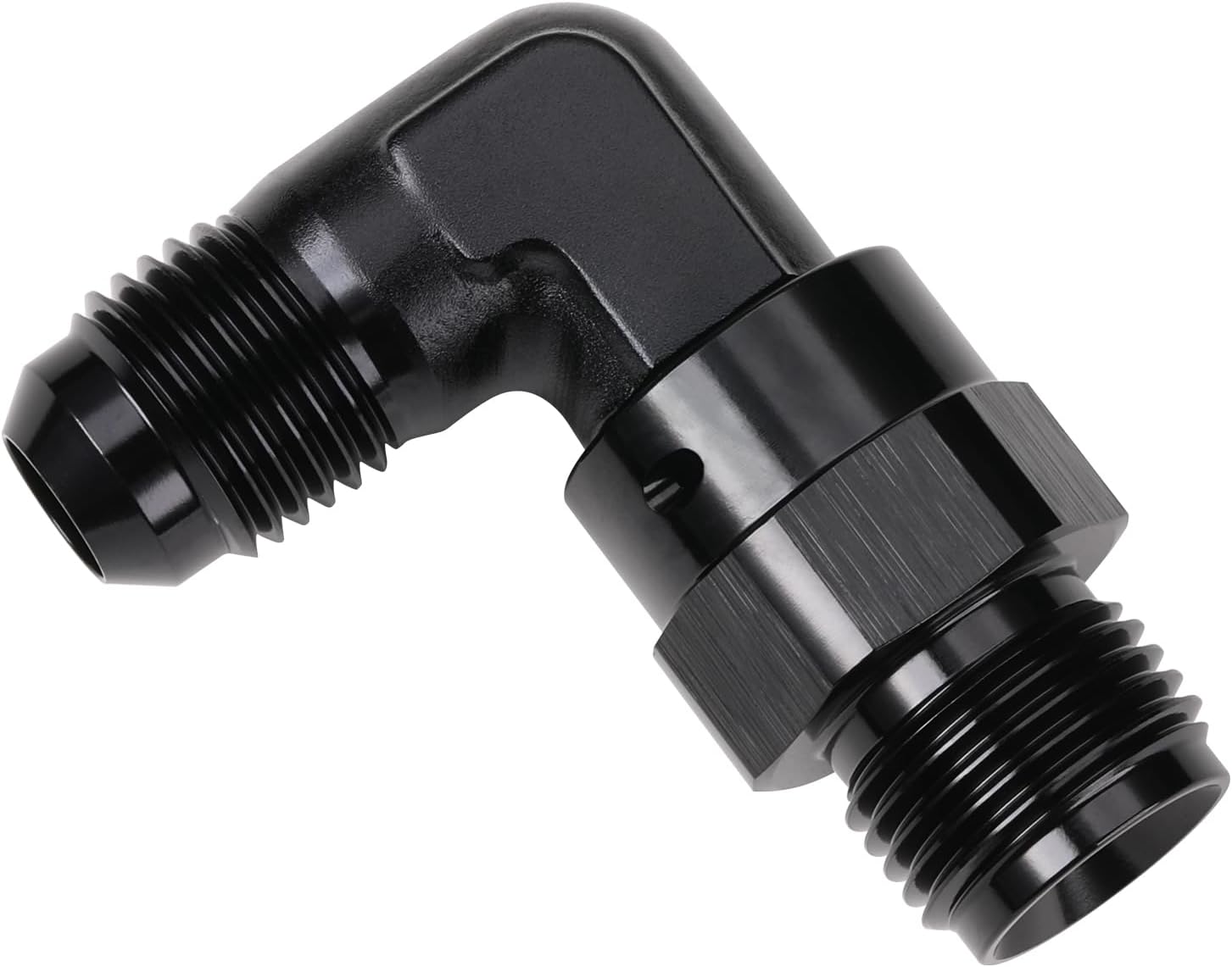 6AN Male to 5/8-18 Inverted Flare 90 Degree Adapter Fitting Connector Aluminum Black