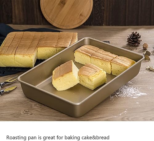 Miniatura 5 de Sartén antiadherente con estante, asador de pavo de 16.5 x 11 x 2 pulgadas para pavo, pollo, carne y verduras, lasaña (gris)