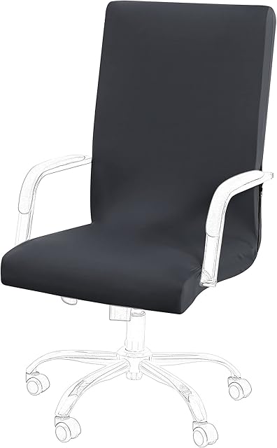 PiccoCasa Stretch Office Chair Cover Computer Chair Slipcovers with Zippers and Bottom Strips for Universal Rotating Boss Chair Modern Simplism Style Washable High Back Gray Medium