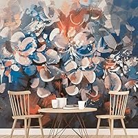 Wall Mural Flowers and Leaves Removable Self-Adhesive Wallpaper Wall Decoration for Bedroom Living Room - 66x96 inches
