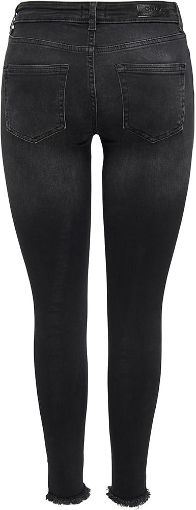 ONLY Onlblush Mid Ank Raw Jeans Rea1099 Noos, Vaqueros Skinny Mujer, Negro (Black Denim Black Denim), W27/L30 (Talla Fabricante: Small