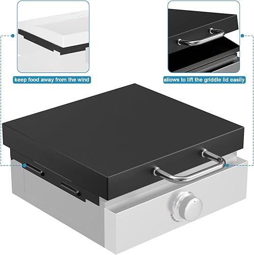 Miniatura 4 de Capucha de cubierta dura con asas de acero inoxidable y pantalla de viento para Blackstone 22 pulgadas, cubierta de parrilla 5011 para parrilla