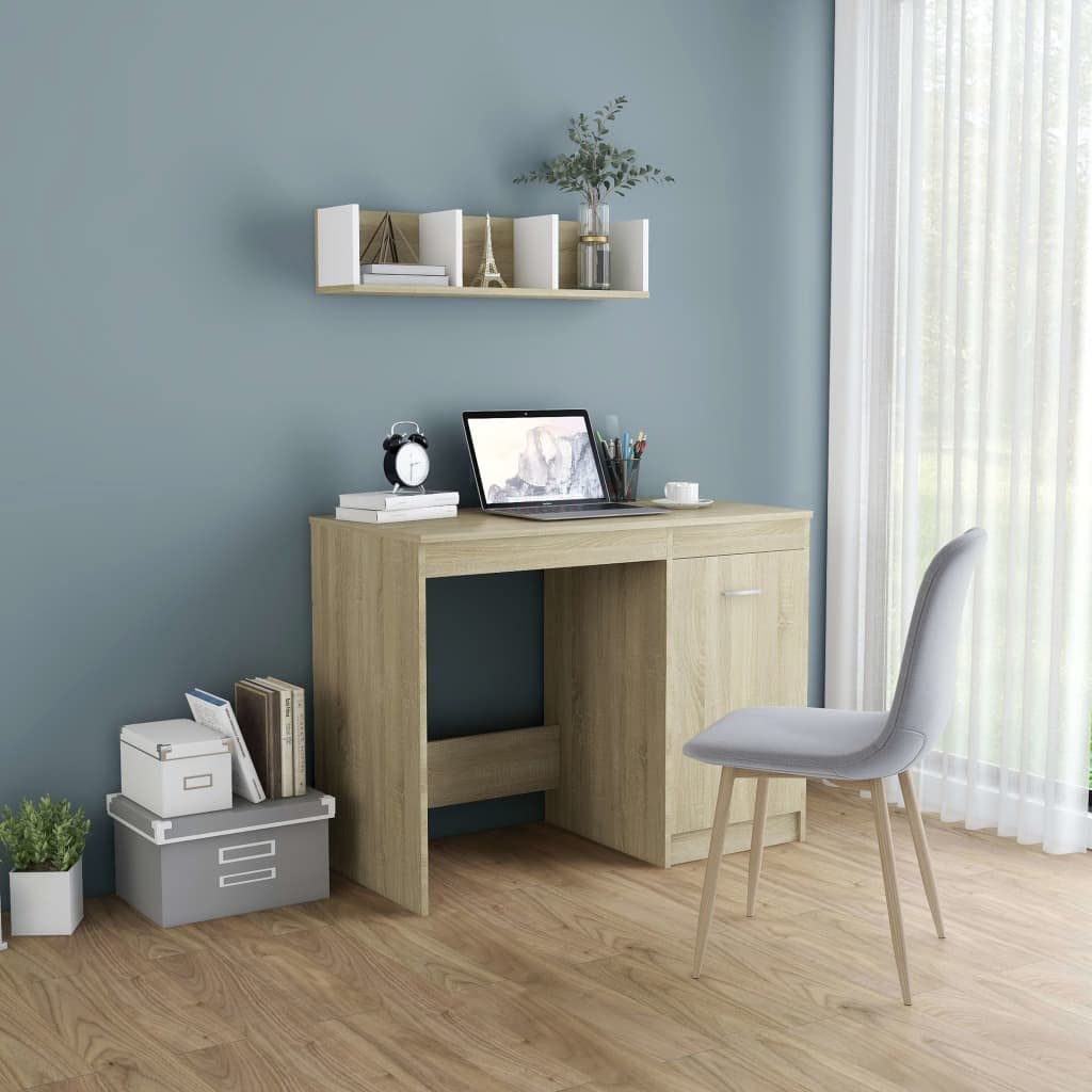 QZZCED Desk,Study Table,Make Up Desks,Executive Desk,Bedroom Desk,Desk with Storage,for Home Office Writing Desk, Makeup Vanity Console Table, Gray 39.4"x19.7"x29.9" Chipboard