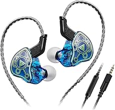 Concept Kart QKZ HI7T in-Ear Monitor with Mic, 10mm Dynamic Driver for Hi-Res Audio, Polymer Composite Diaphragm, 3.5mm OFC Cable with HD Mic for Gamers, Wired IEM for Audiophiles & Musicians (Blue)
