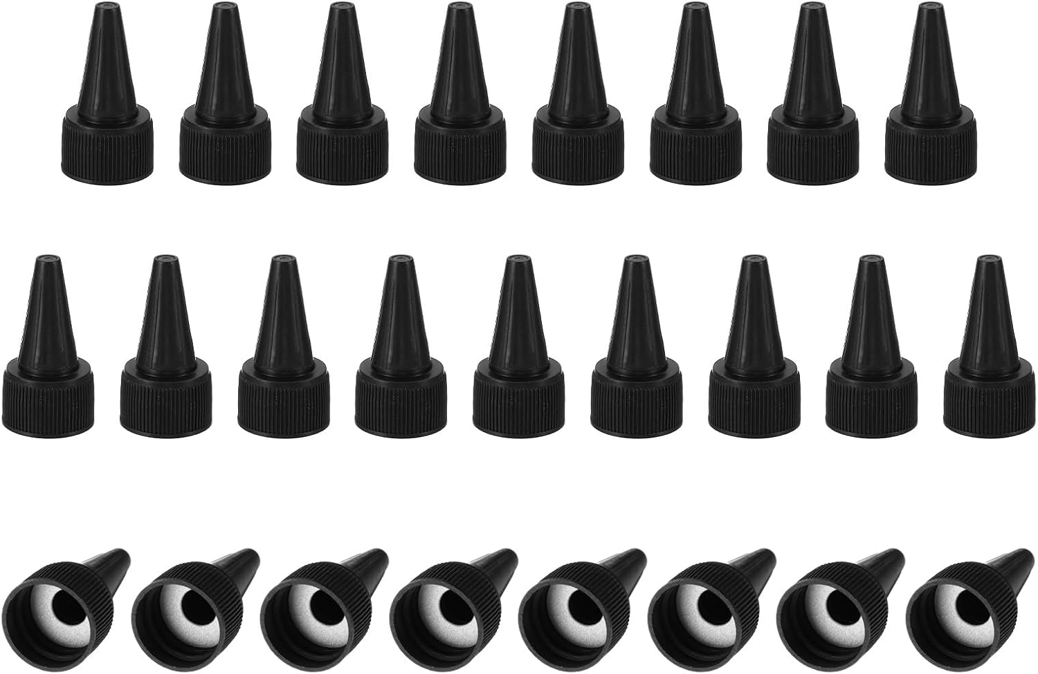 YOKIVE 25 Pcs 20/410 Twist Bottle Caps, Squeeze Bottle Cap Replacement, Great for Extrusion Bottles, Cosmetics Bottles, Crafts Bottles (Black, 0.79-Inch)