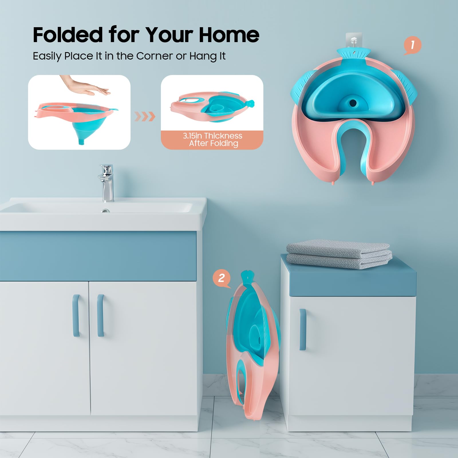 Lavabo portátil para cama, cuidado, plegable, con desagüe, lavabo móvil para postrados en cama, personas mayores y embarazadas, manguera de 60-150 cm