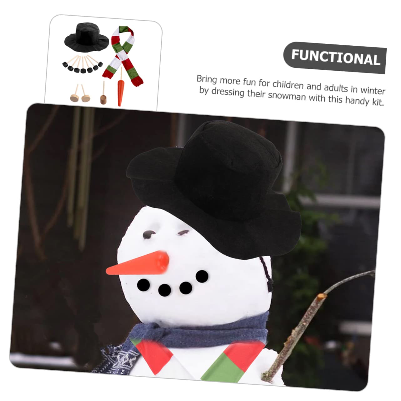 IMIKEYA 3 Sätze Schneemann Verkleiden Karotten-schneemann-Nase Weihnachtsmann-Puppen Winter Weihnachtsschneemanndekorationen Weihnachtsschneemann Dekore Schneemann Bausatz Hölzern