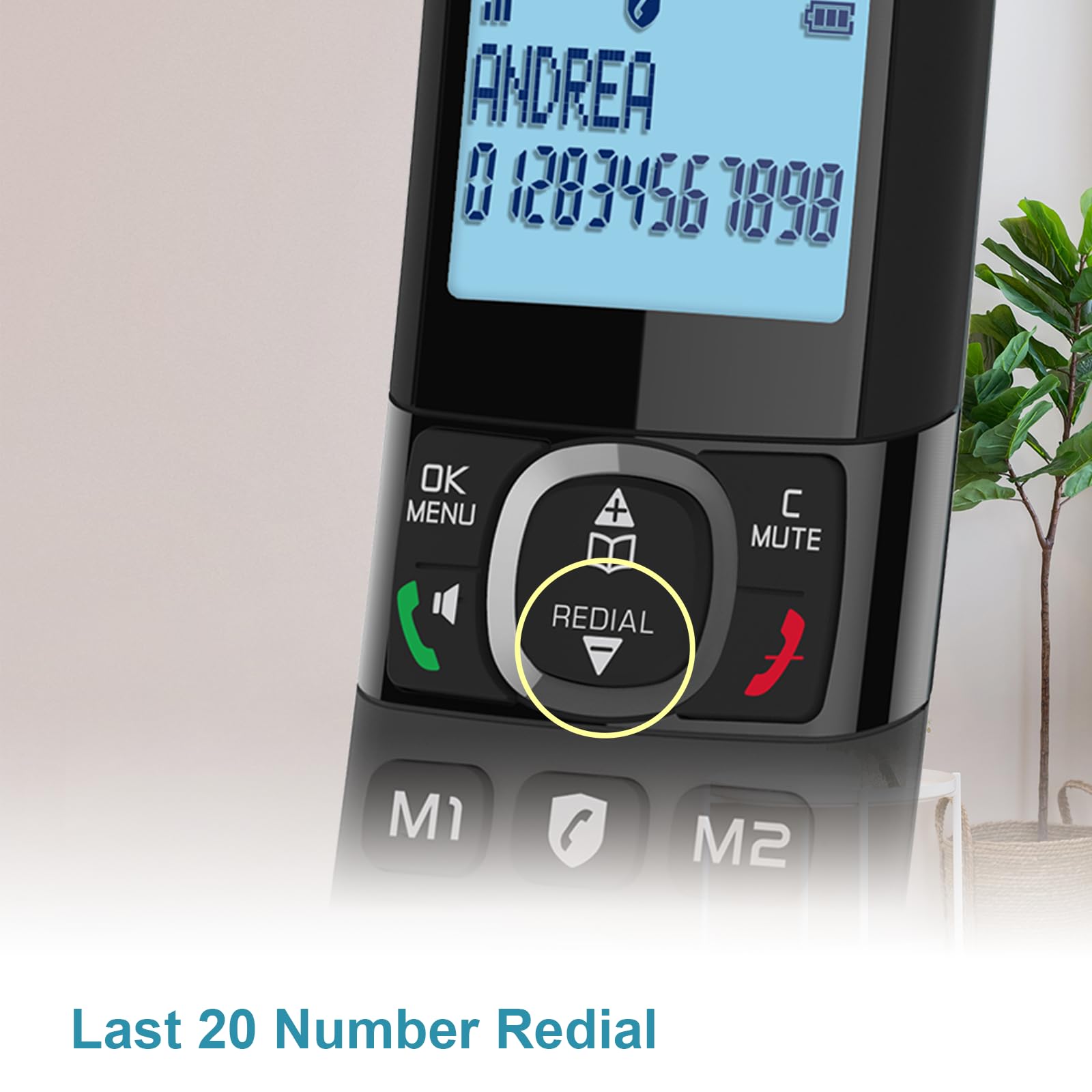 Handset displaying 'Smart Call Blocker' with a shield icon, indicating protection from unwanted calls.