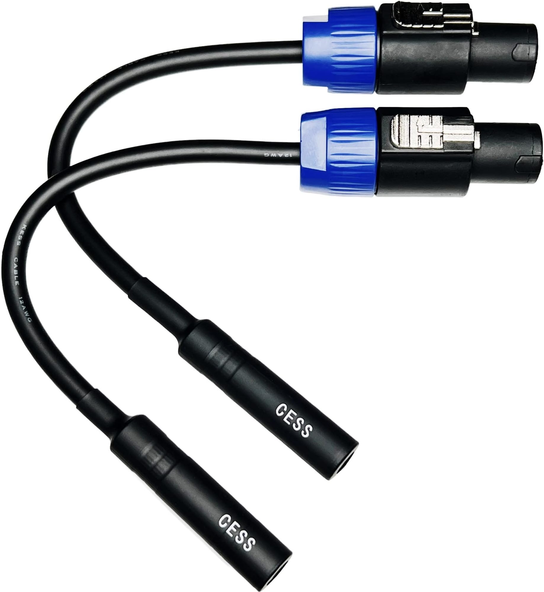 CNCESS 1/4 TS Female to Speakon Speaker Cables - 6 Inches Speakon to 6.35 mm Mono Jack Adapter - Speaker Plug Adapter 1/4" to Twist Lock Speak-On - 2 Pack