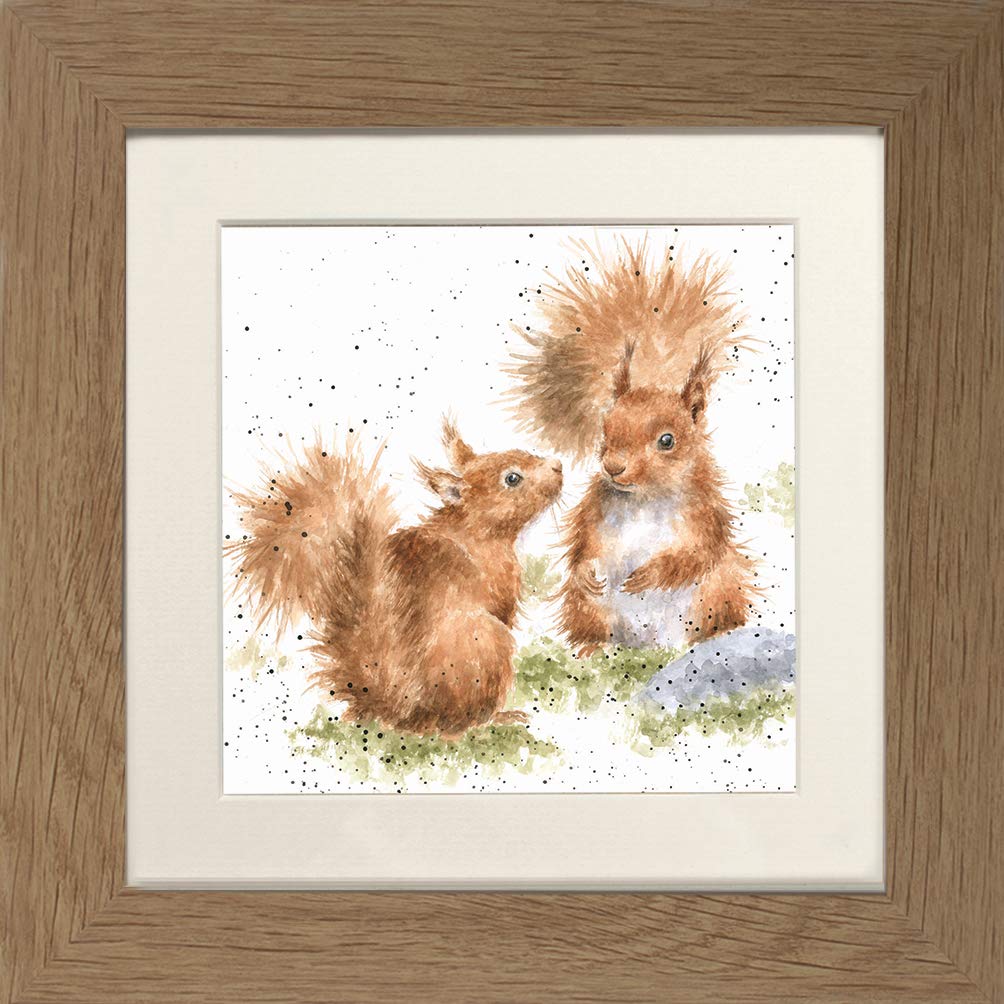 Wrendale Framed Pictures Oak Wrendale Designs"Between Friends" Squirrel Framed Picture In Various Frame Colours (Oak)