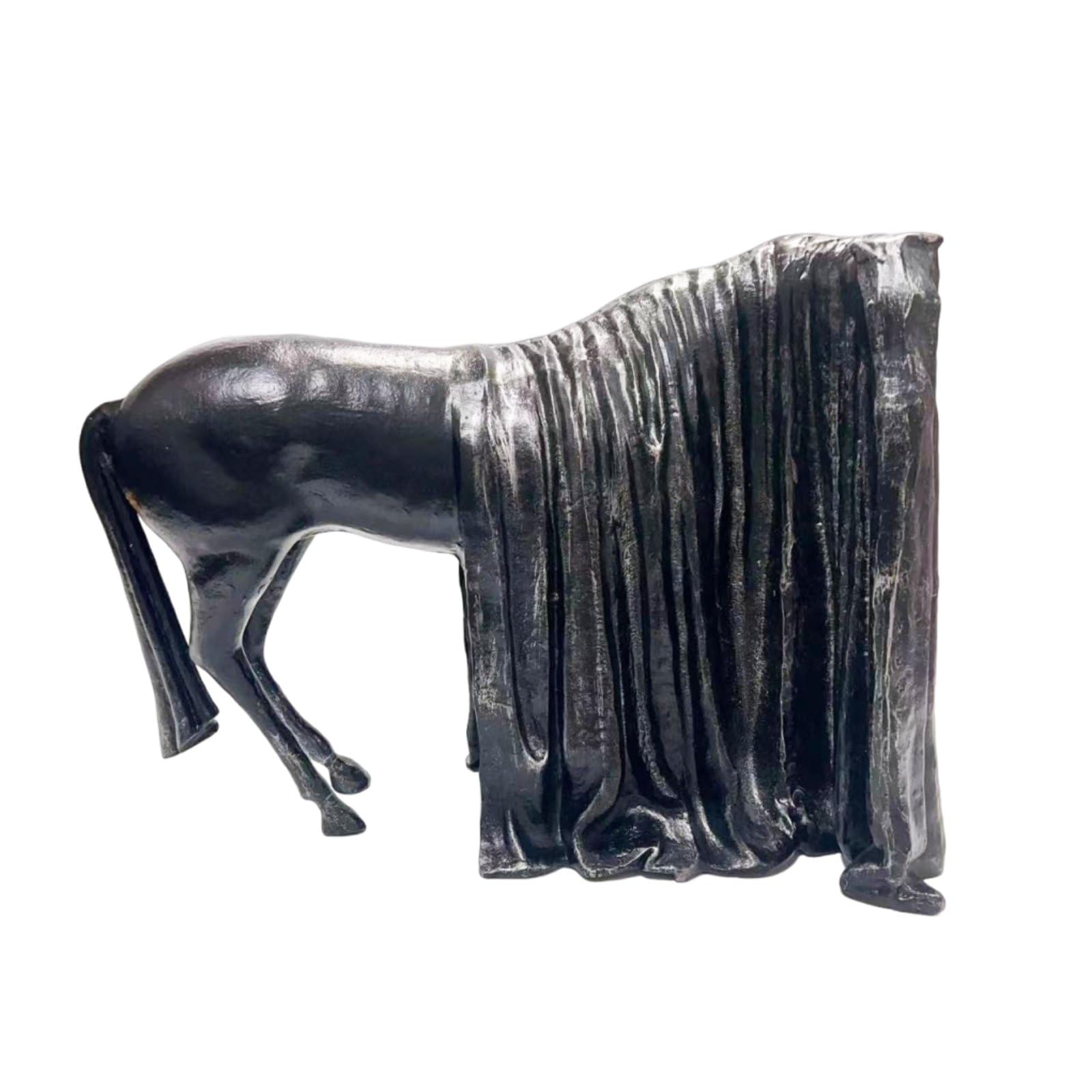 F Fityle Estatua de Caballo Escultura Caballo Figura Animal Adorno Decorativo para Casa en Metal de Aleación con Recubrimiento Elegante Estilo Moderno con, Negro