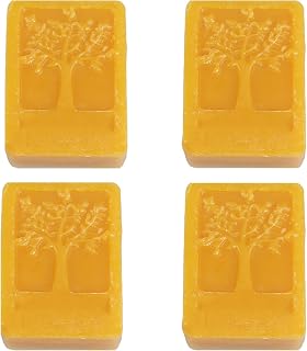 CoolCrafts 4 PCS Natural Beeswax Blocks Yellow Beeswax Bars for Wood Polish, Candle Making, Wrap (14 OZ)