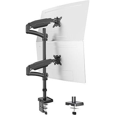 MOUNT PRO Vertical Dual Monitor Mount, Stacked Monitor Stand for 2 Computer Screens up to 32 inches, Full Motion Adjustable Tall Display Desk Mount, Each Arm Holds up to 17.6lbs, VESA Mount