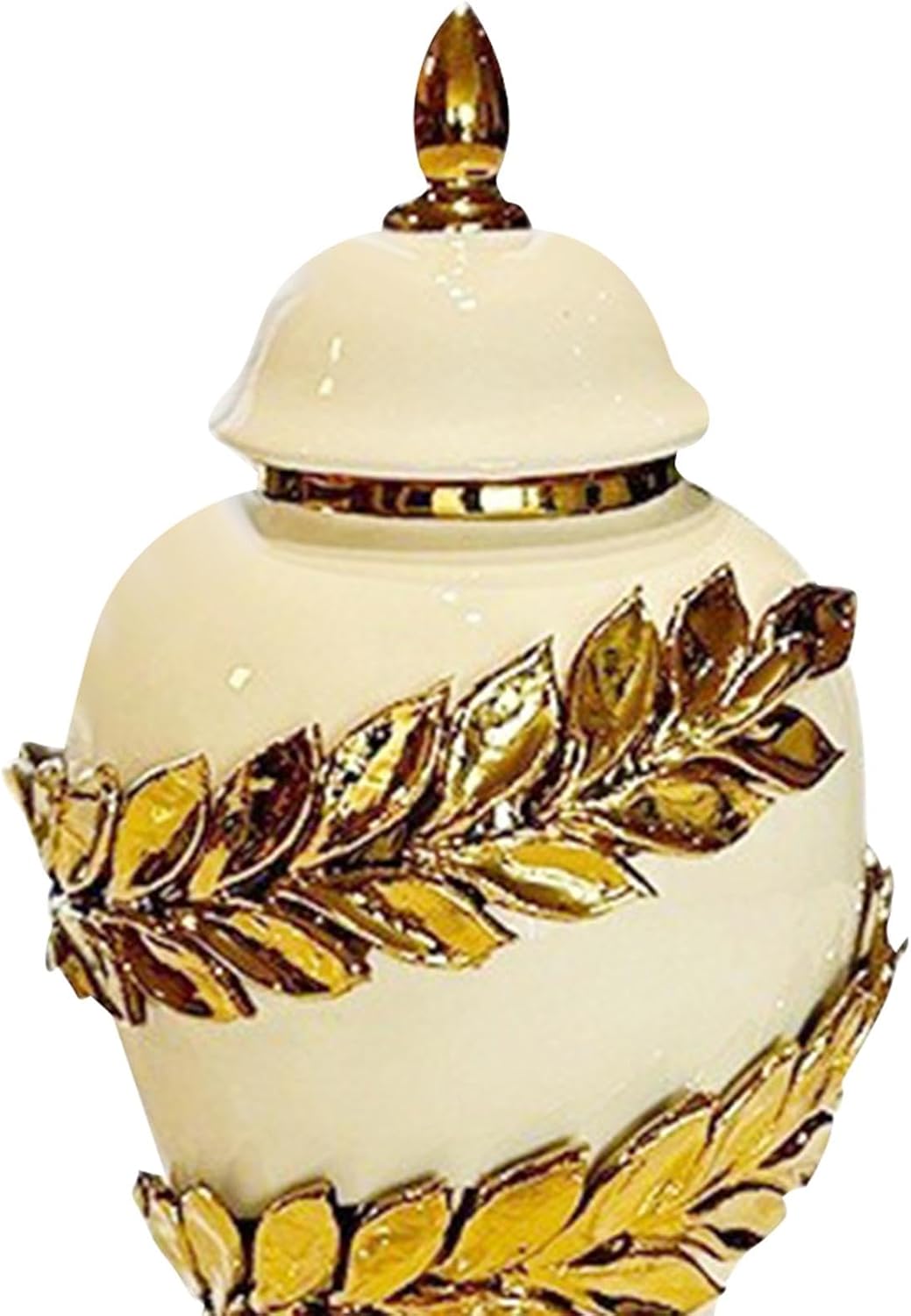 Ceramic Flower Vase Porcelain Ginger Jar Glaze Decorative Storage Tank Temple Jar for Bedroom Desktop Fireplace Indoor Plants, 17cmx17cmx30cm