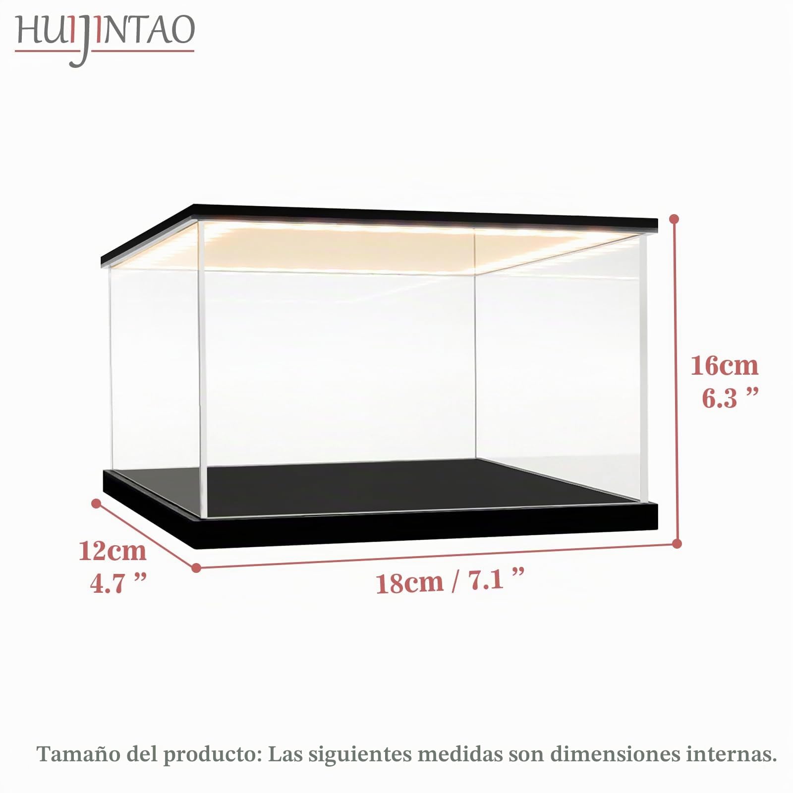 Vitrina Expositora para Colecciones, Caja Metacrilato Transparente con luz LED, Vitrina Metacrilato, Urna Metacrilato Expositor Vitrina para Colecciones, Miniaturas, Figuritas (30x20x15 cm)