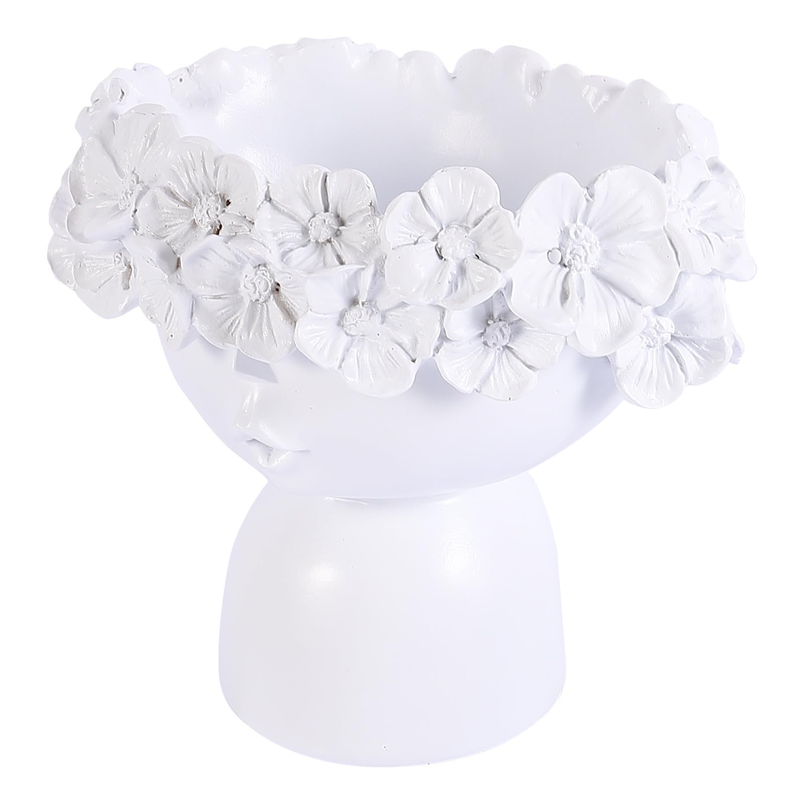 Pot de fleurs crâne humain ornement blanc résine pour succulente