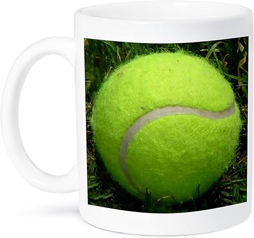 3dRose Foto de pelota de tenis en la hierba taza de cerámica, 11 oz, blanco, taza_184358_1
