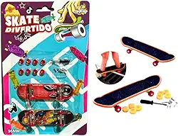 Mini Skate de Dedo Com Acessórios 8 Rodinhas Ferramenta e Parafuso de Montagem