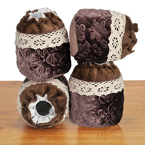 WarmHut Chair Leg Socks, 16pcs Table Furniture Leg Feet Tips Cloth Socks, Wood Floor Protectors, Home Decoration (Flannel Brown) - Thumbnail 2