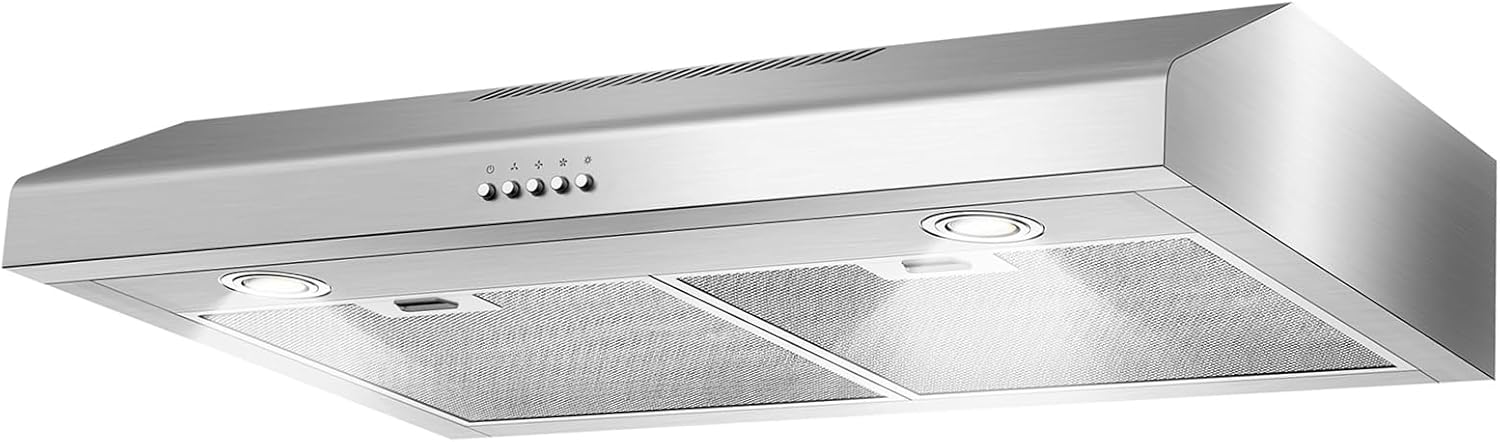 Range hood 30 Inch Under Cabinet,450 CFM Ducted/Ductless Vent Hood for Kitchen With Bright Light, Quiet Operation and 3 Speed Exhaust Fan