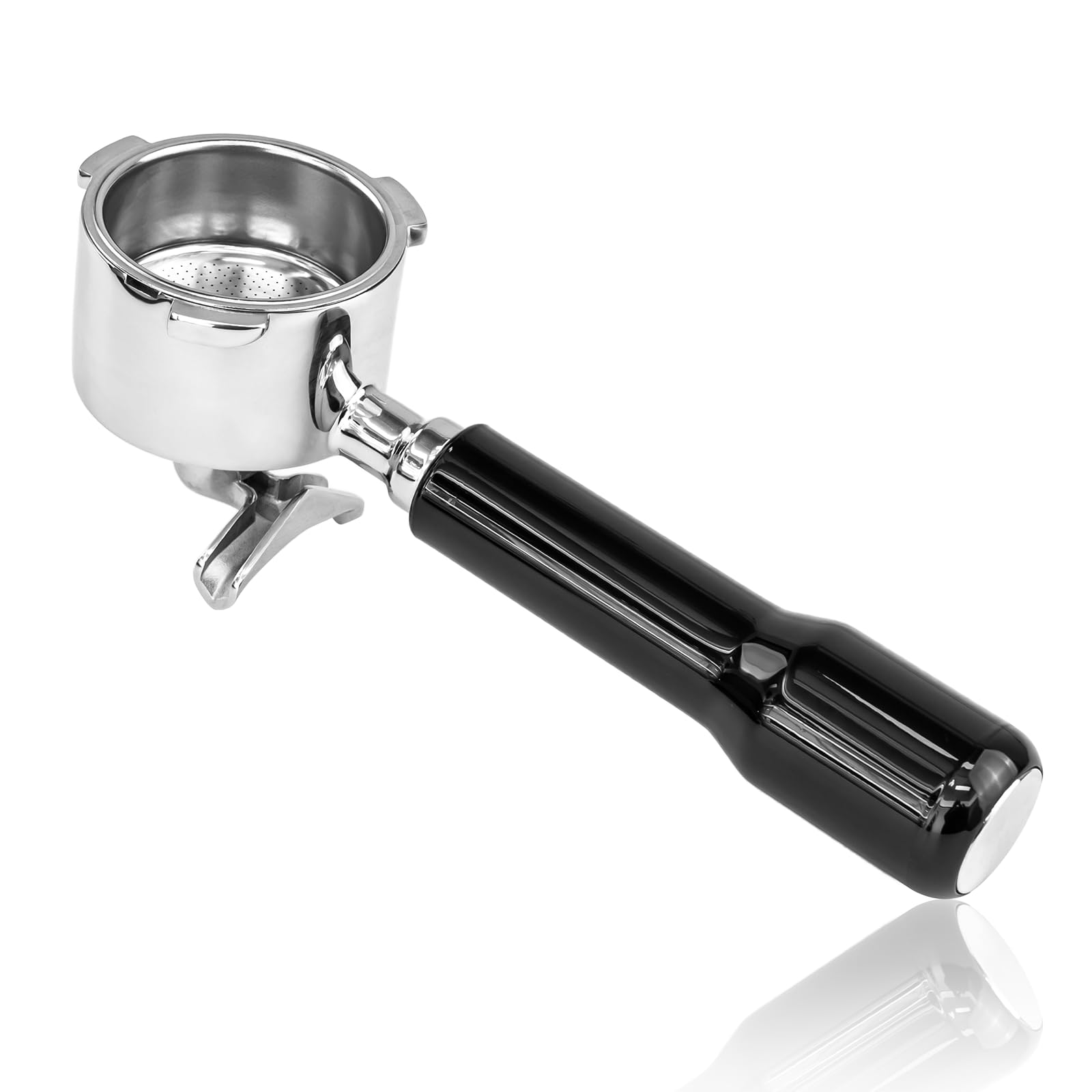 Porte-filtre 51mm 3 Oreilles à Double Bec en Acier Inoxydable - Compatible Delonghi Dedica EC685 EC680 EC785 - Poignée ABS Ergonomique - Noir
