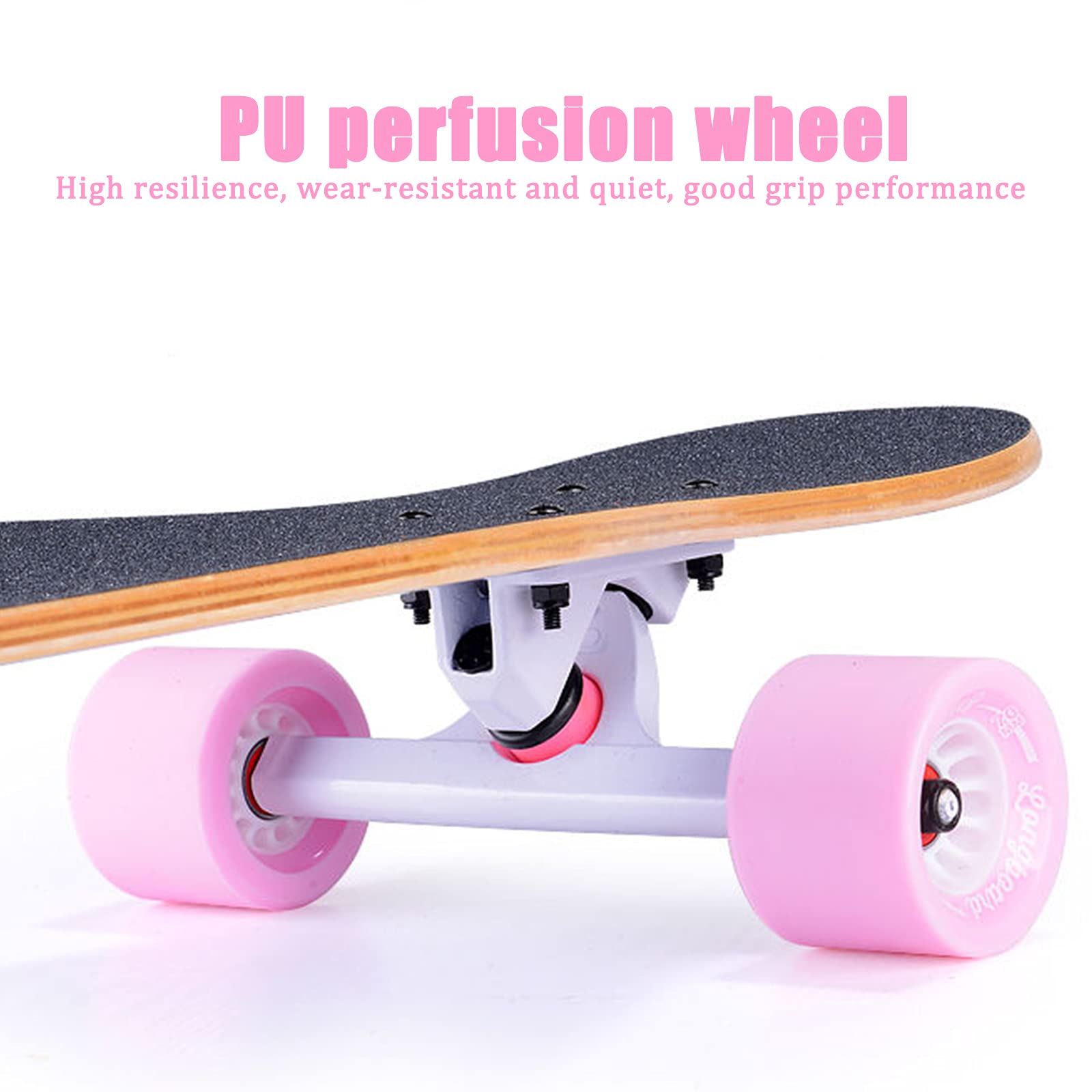 Skateboard Longboard 43" Cruiser Full Board avec Roues LED PU, Planche à Roulette Concave Double Kick en Érable à 7 Couches avec Équipement de Protection pour Enfants,Adolescents,Adultes