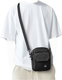 PAUBACK Men's Crossbody Bag, Black, Small