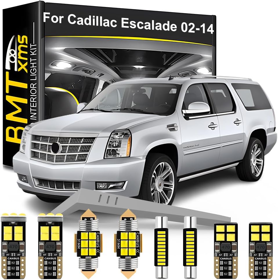 BMT xms LED Interior Light Kit Replacement for Escalade 2002 2003 2004 2005 2006 2007 2008 2009 2010 2011 2012 2013 2014, Super Bright 6000K White
