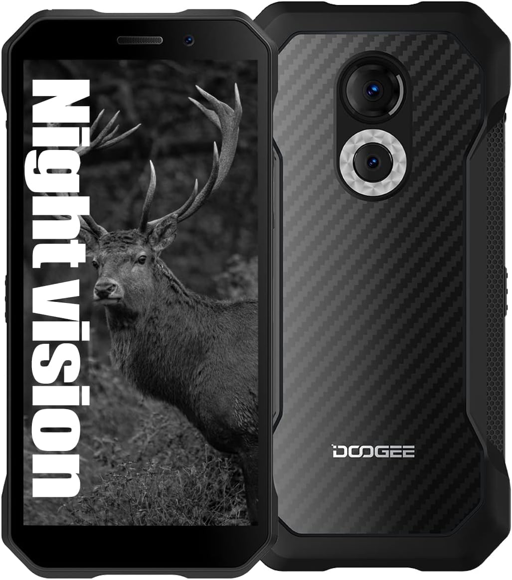 DOOGEE S61 PRO Rugged Smartphone Unlocked, 6GB+128GB+512GB Expansion Waterproof Cell Phone, 48MP + 20MP Night Vision Camera, 6.0" HD+, 5180mAh, Dual SIM 4G Rugged Phone NFC GPS OTG, Kevlar Black