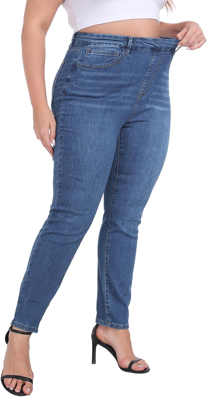 HDE Women's Plus Size Skinny Jeans with Pockets - Image 4
