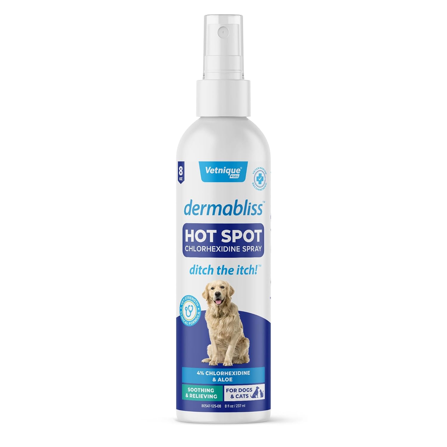 Vetnique Dermabliss Hot Spot Treatment for Dogs - Antiseptic Medicated Chlorhexidine Spray - Vet Recommended for Skin Infections, Hot Spots & Irritation (Hot Spot Spray, 8oz)