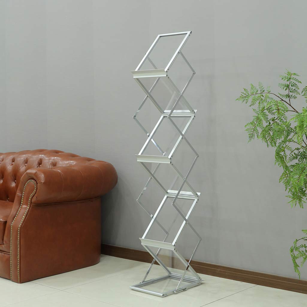 Loywe Prospektständer 6 Ebenen Faltbar, Plexiglas mit Aluminum Rahmen, mit Tragtasche, Prospekthalter Katalogständer Flyerständer Infoständer LW3524