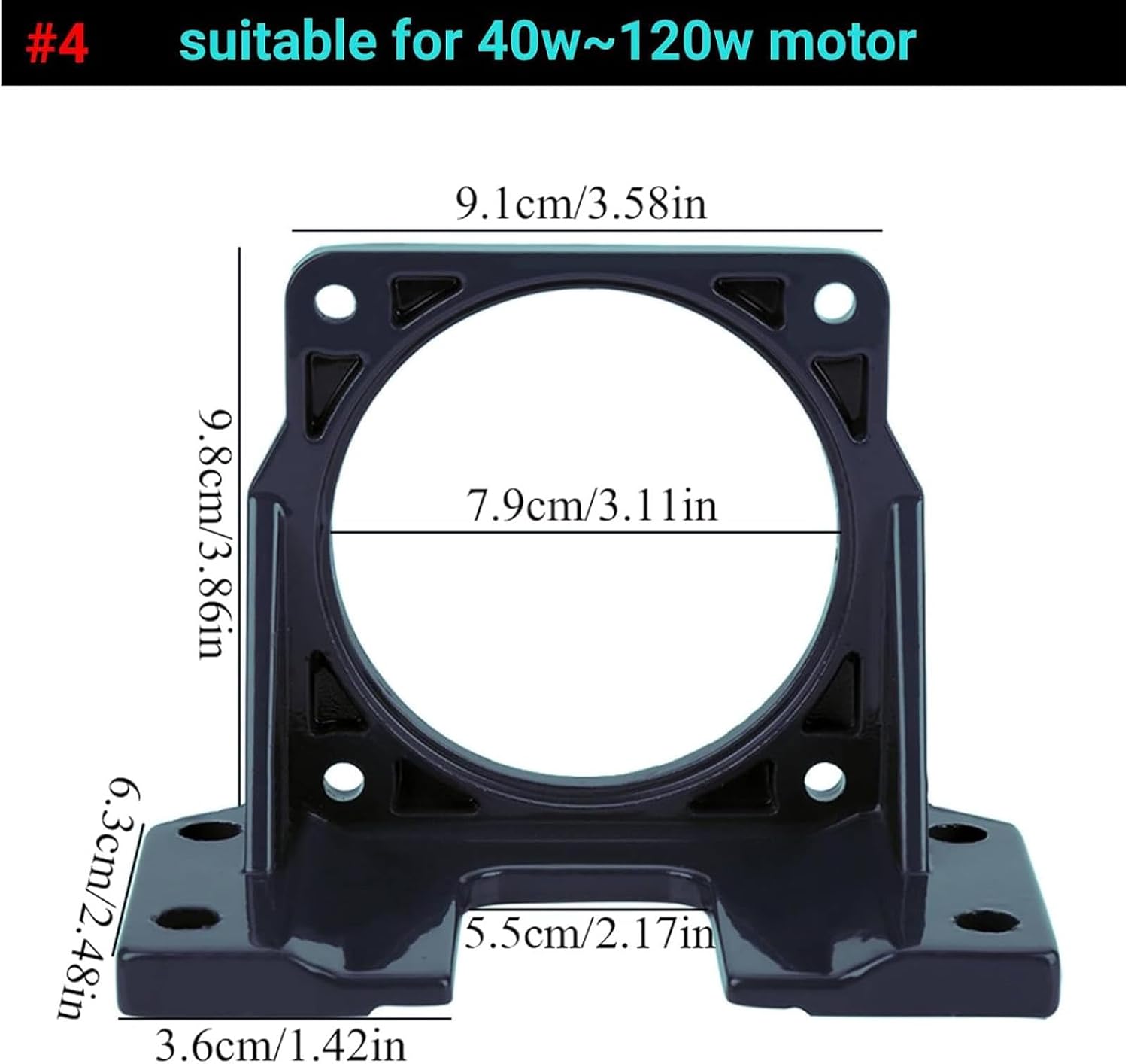 Precise Engineered Metal Motor Bracket 127mm Base Diameter 79mm Center Hole for 40W-120W Power Tool Accessories Metal Alloy Motor Bracket