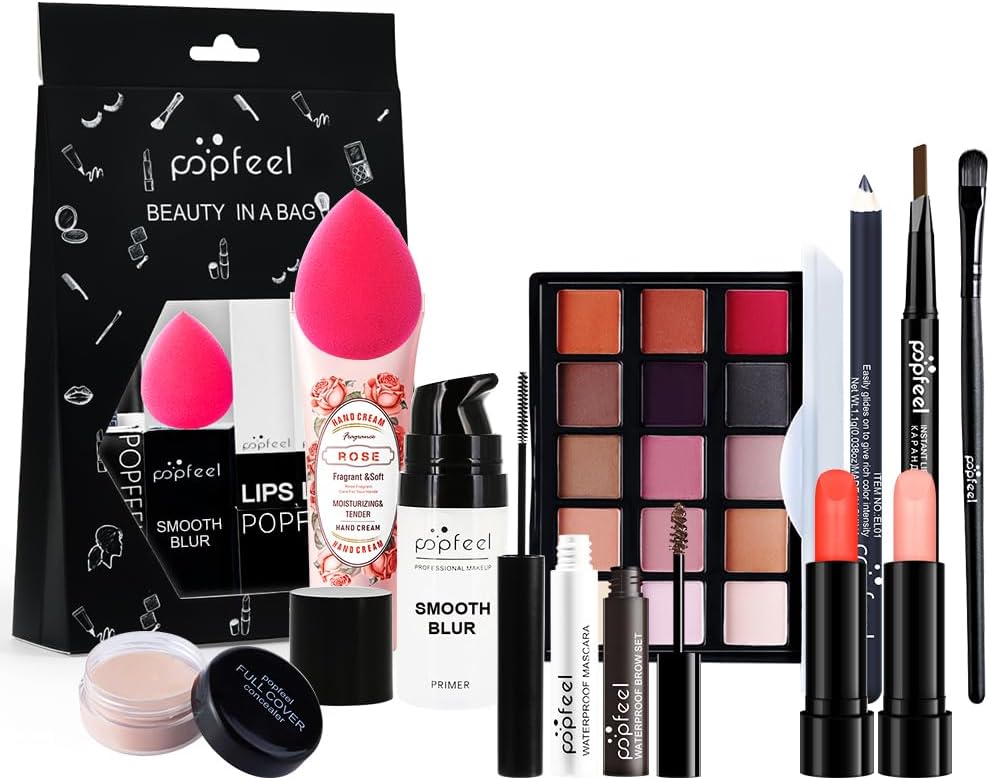 FantasyDay All-in-one Holiday Makeup Gift Set,Makeup Kit Women Multipurpose Essential Bundle,Eyeshadow Palette Lipstick Blush Concealer Face Powder Eyeliner Mascara Lipgloss Brush 200.0 g 1.0 Count